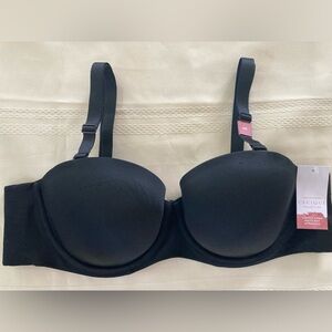 Lane Bryant Cacique 42B Black Lightly Lined Multiway Strapless Bra Convertible